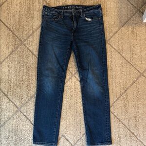 American Eagle Outfitters Men's Dark Blue Slim Straight Jeans 33x32